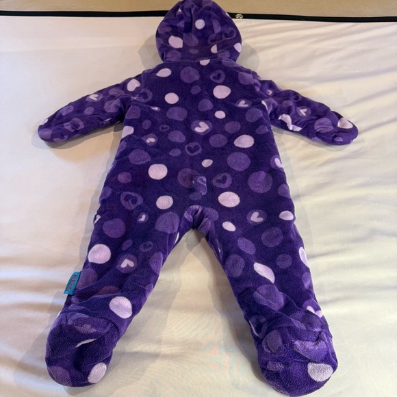 Disney Footie Baby Minnie Daisy Purple Polka Dot Hearts Bunting Bag Sz 6/12 Mo - Picture 2 of 15